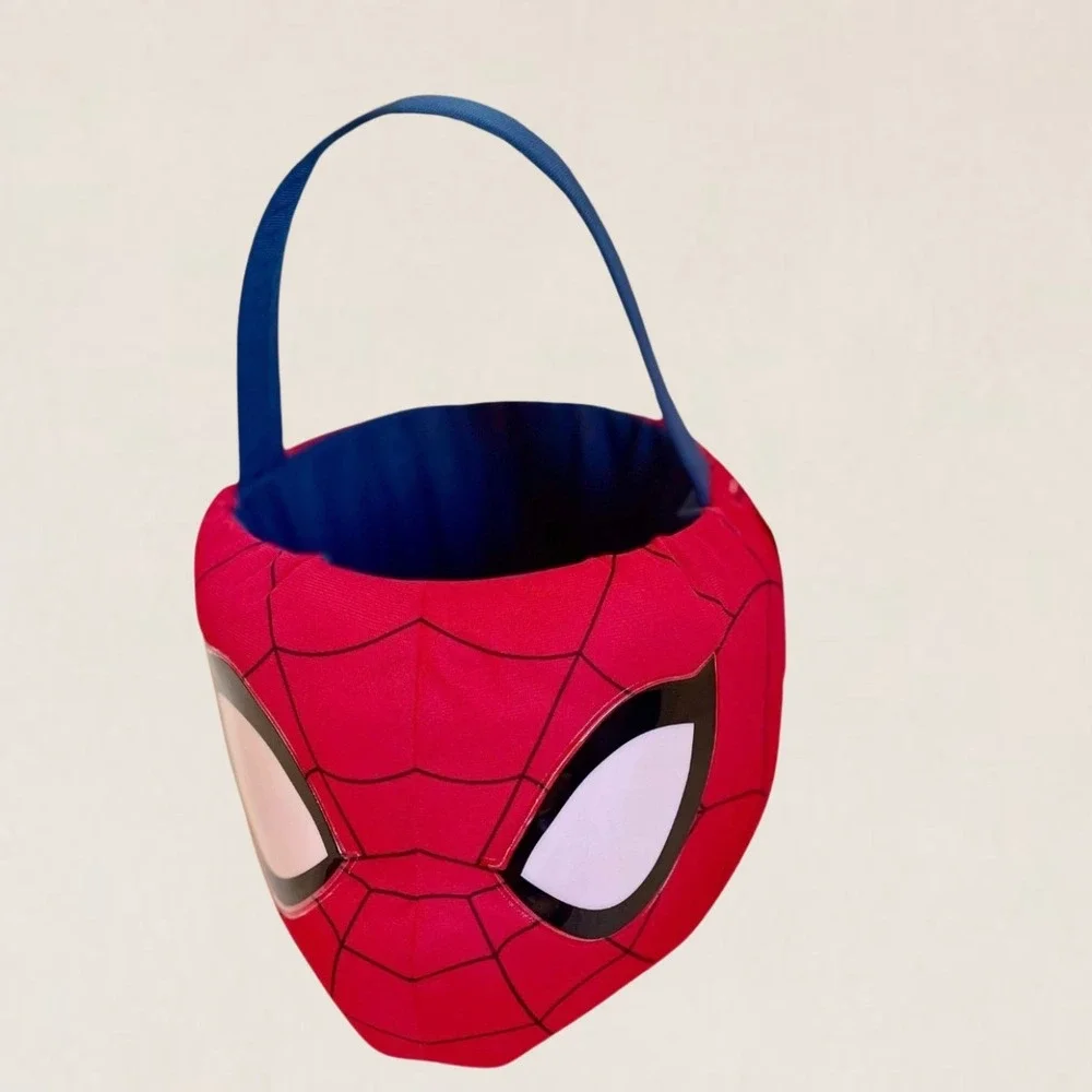 Marvel Spiderman Plush Basket Red Blue Superhero Halloween Easter Candy Pail NWT